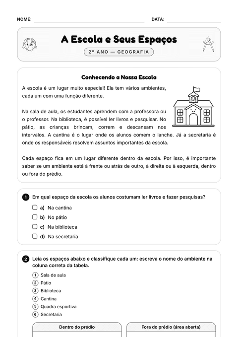 Prévia da atividade: A escola e seus espaços