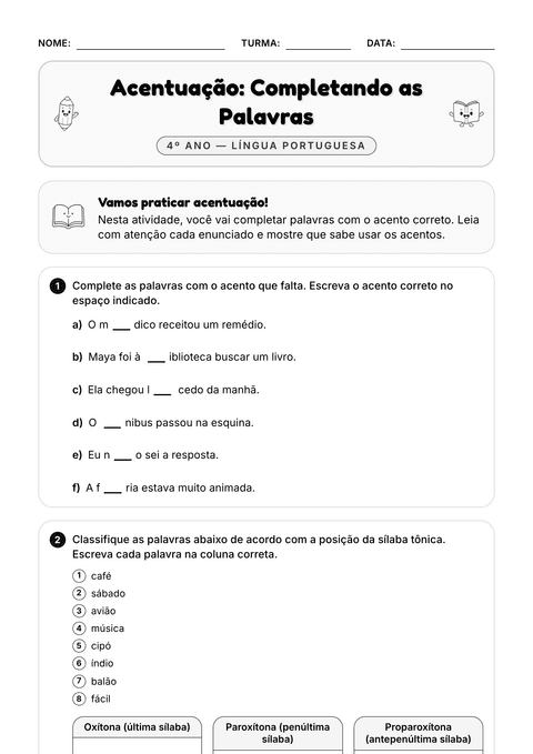 Prévia da atividade: Acentuação e escrita