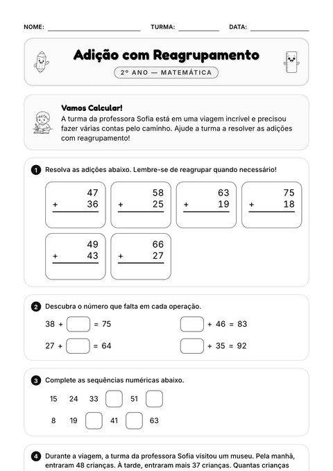 Prévia da atividade: Adição com reagrupamento