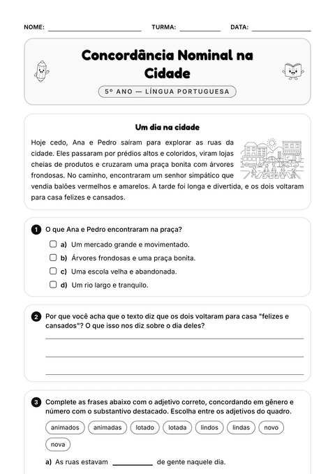 Prévia da atividade: O adjetivo acompanha o nome