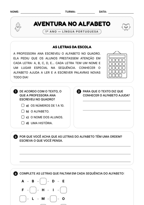 Prévia da atividade: Alfabeto: letras que faltam