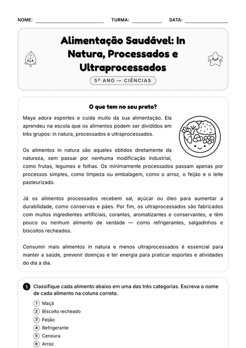 Prévia da atividade: Alimentação saudável