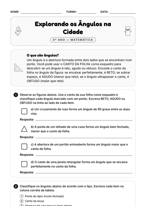 Prévia da atividade: Reto, agudo ou obtuso?