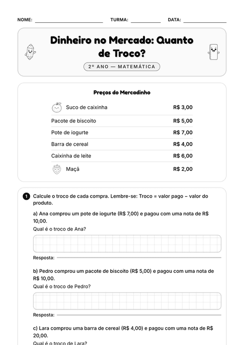 Prévia da atividade: O troco certo