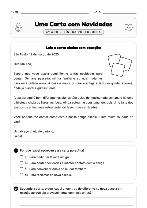 Prévia da atividade: Carta: leitura e resposta