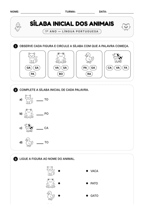 Prévia da atividade: Circular a sílaba inicial