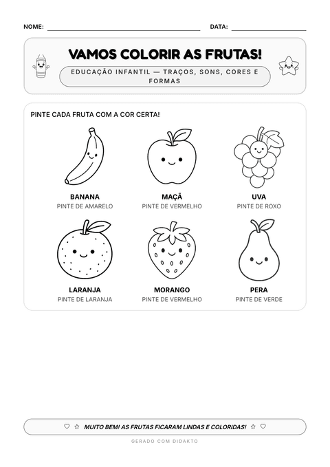 Prévia da atividade: Colorir as frutas