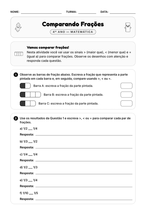 Prévia da atividade: Comparar frações