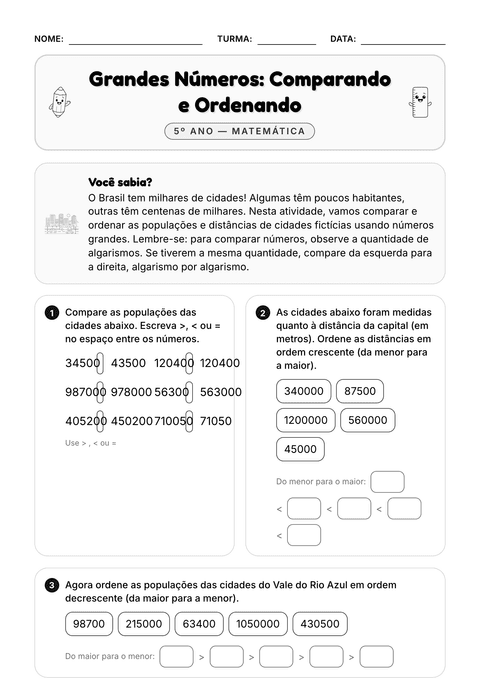 Prévia da atividade: Qual cidade é maior?