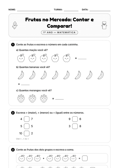 Prévia da atividade: Comparar quantidades