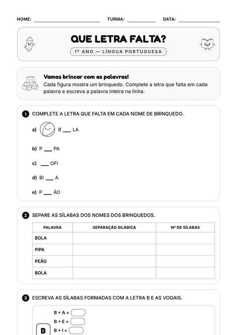 Prévia da atividade: Letras que faltam
