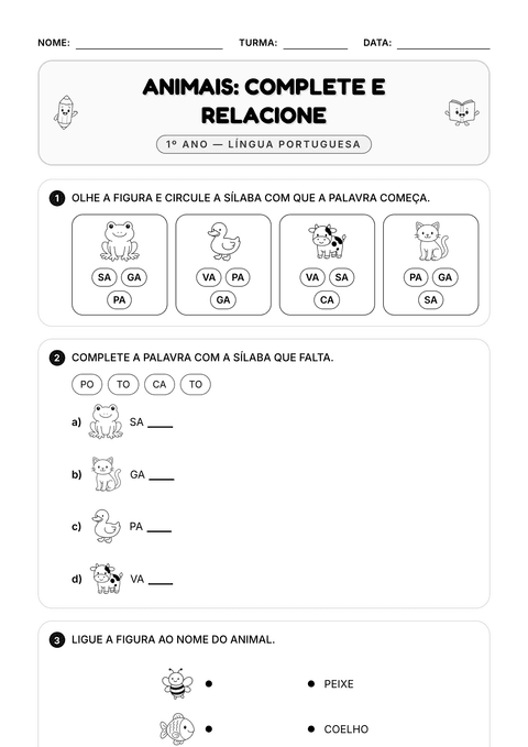 Prévia da atividade: Completar palavras com figuras