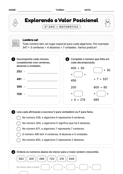 Prévia da atividade: Montar e desmontar números
