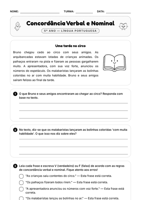 Prévia da atividade: Concordância verbal e nominal