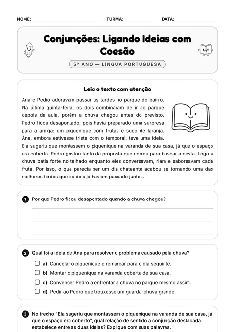 Prévia da atividade: Conjunções e coesão textual