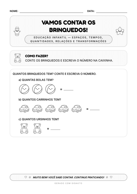 Prévia da atividade: Contar os brinquedos