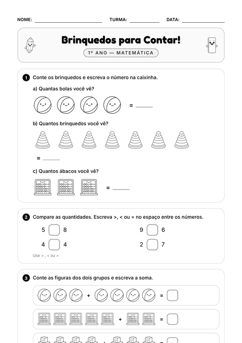 Prévia da atividade: Contar figuras e escrever o número