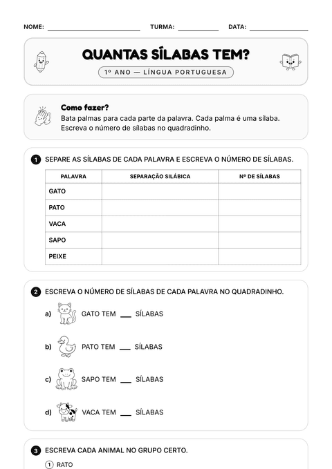 Prévia da atividade: Contar as sílabas
