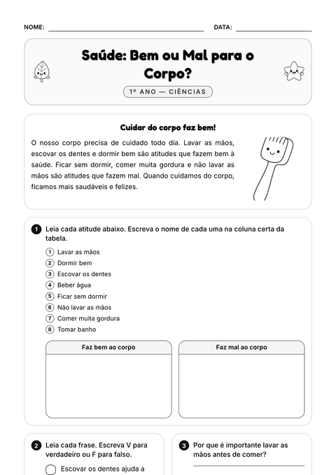 Prévia da atividade: O que faz bem ao nosso corpo
