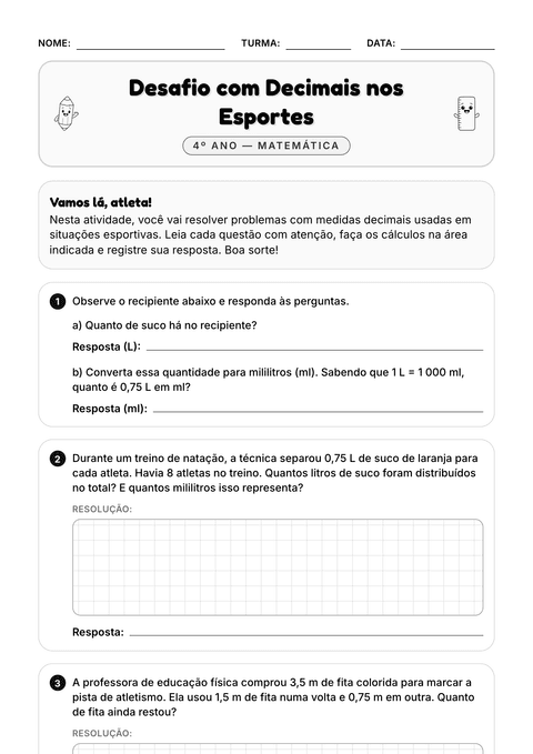 Prévia da atividade: Desafio: decimais nas medidas