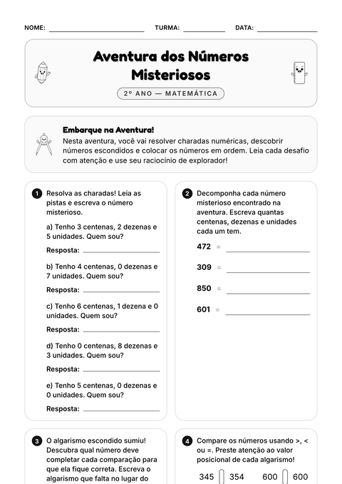 Prévia da atividade: Desafio: detetive dos números