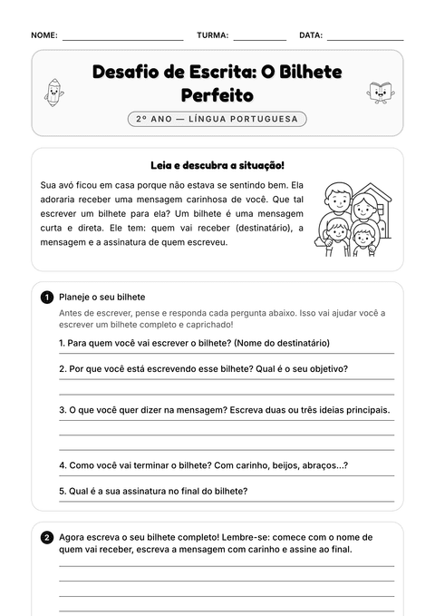 Prévia da atividade: Desafio: escrever um bilhete