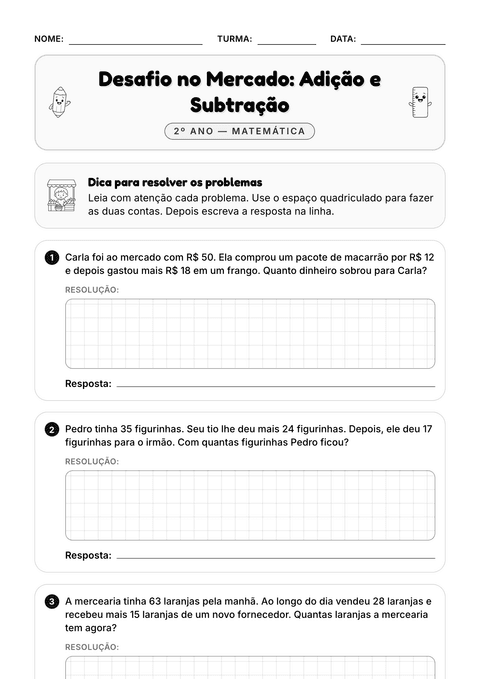 Prévia da atividade: Desafio: problemas em dois passos