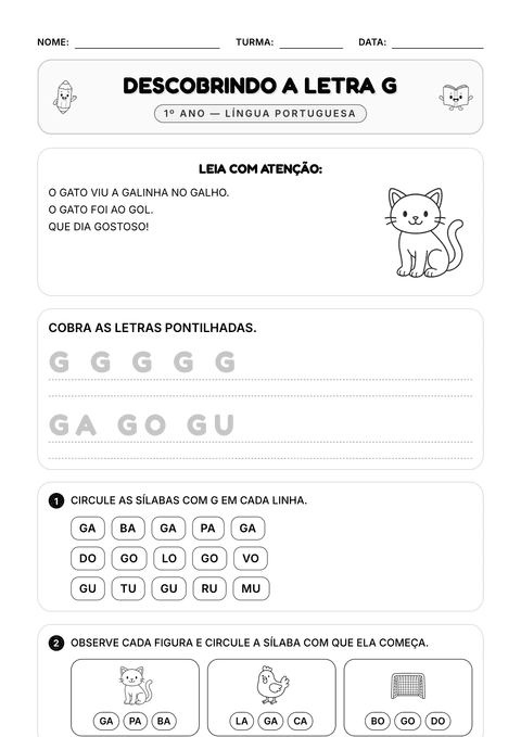 Prévia da atividade: Descobrindo a letra G