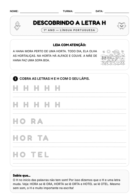 Prévia da atividade: Descobrindo a letra H