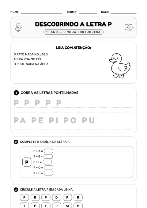 Prévia da atividade: Descobrindo a letra P
