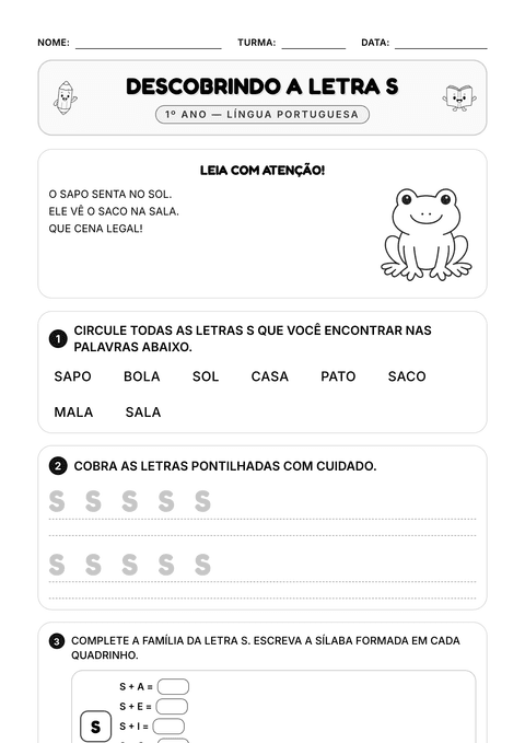 Prévia da atividade: Descobrindo a letra S