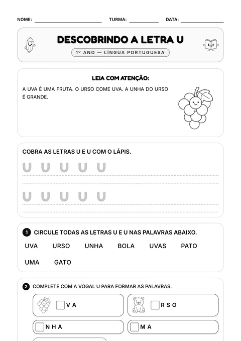 Prévia da atividade: Descobrindo a letra U