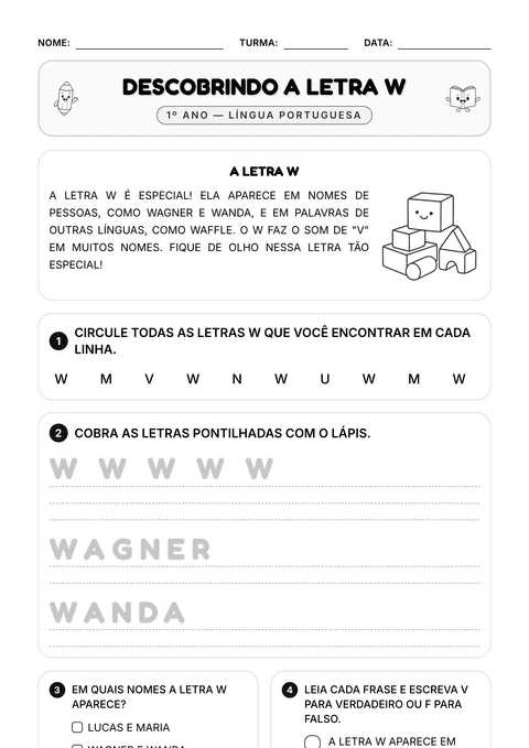 Prévia da atividade: Descobrindo a letra W