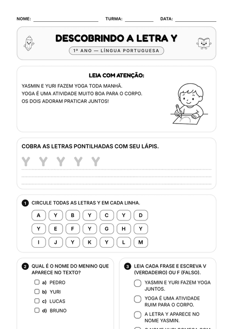 Prévia da atividade: Descobrindo a letra Y