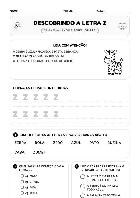 Prévia da atividade: Descobrindo a letra Z