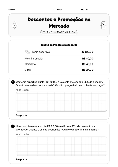 Prévia da atividade: Desconto na etiqueta