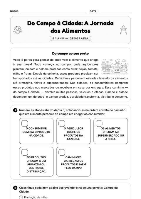 Prévia da atividade: Do campo à cidade: a produção