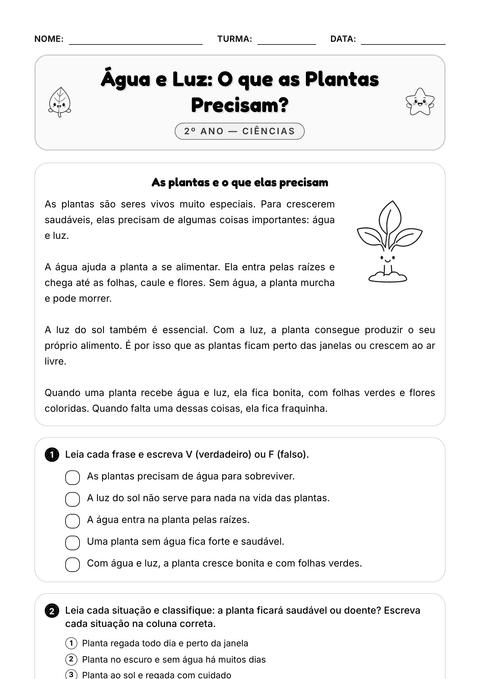 Prévia da atividade: Do que a planta precisa