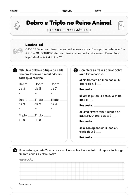 Prévia da atividade: Dobro, triplo e metade