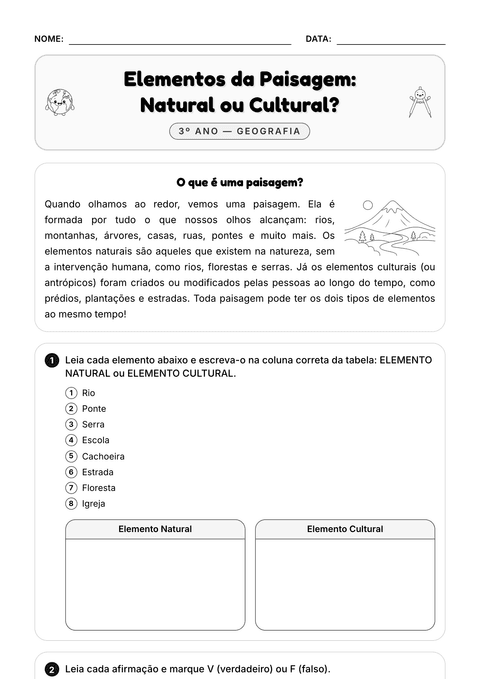 Prévia da atividade: Elementos da paisagem