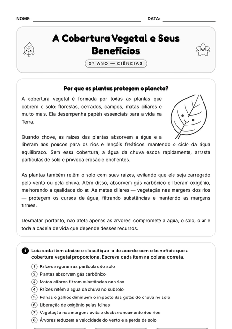 Prévia da atividade: Equilíbrio ambiental e cobertura vegetal