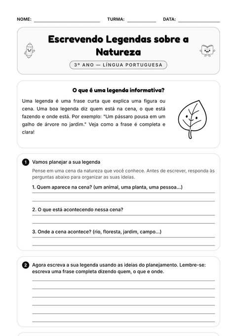 Prévia da atividade: Escrever legendas