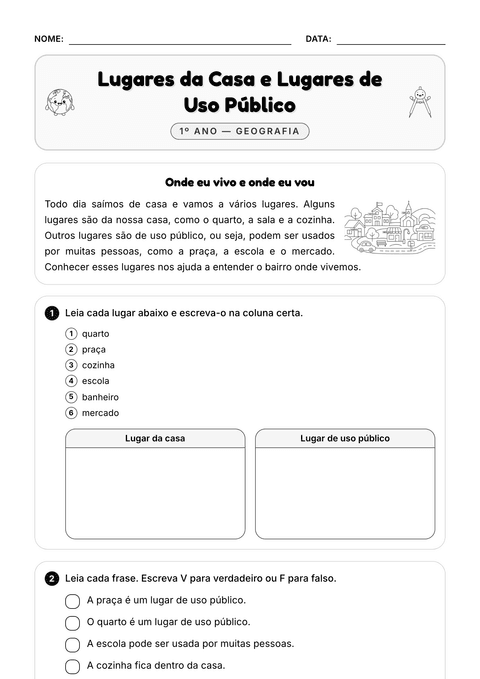 Prévia da atividade: Lugares de todos e lugares da minha casa