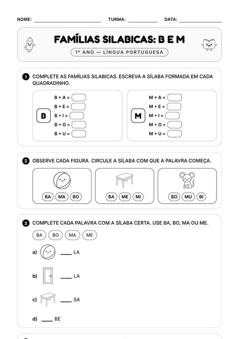 Prévia da atividade: Famílias silábicas
