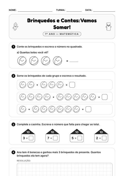 Prévia da atividade: Continhas de mais até 10