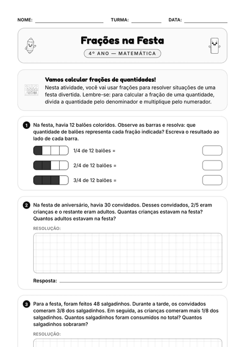 Prévia da atividade: Fração de uma quantidade