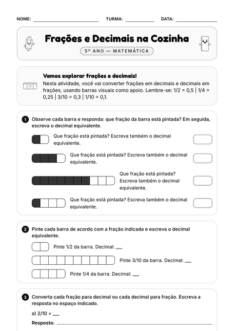 Prévia da atividade: A fração vira decimal