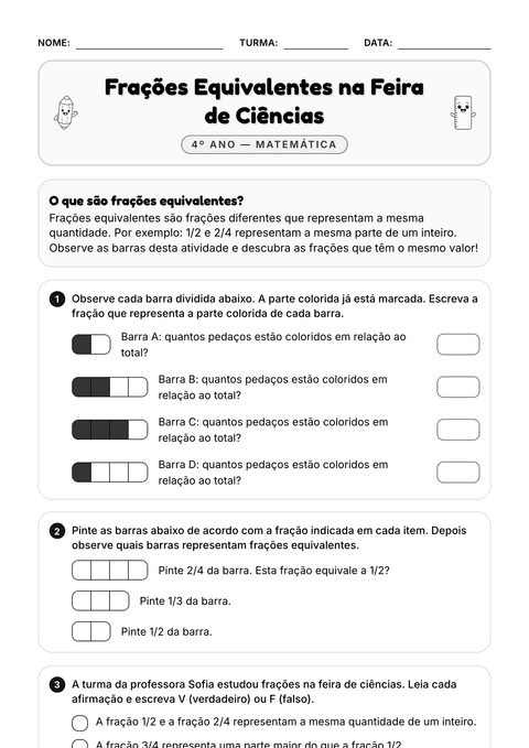 Prévia da atividade: Frações equivalentes