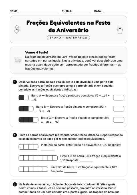 Prévia da atividade: Frações que valem o mesmo