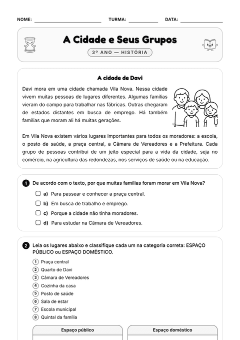 Prévia da atividade: Os grupos que formam a cidade